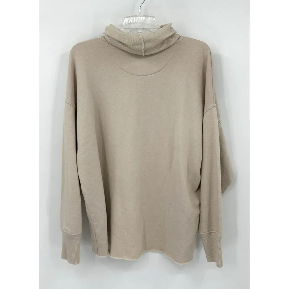 NEW AERIE turtleneck sweater pullover long sleeve sweatshirt beige oversized M - Picture 5 of 9